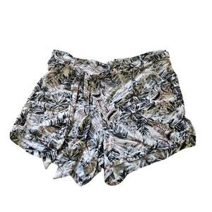 Sounds/Style Women's Shorts Lounge Tropical Palm Leaves Size Large Pockets Tie